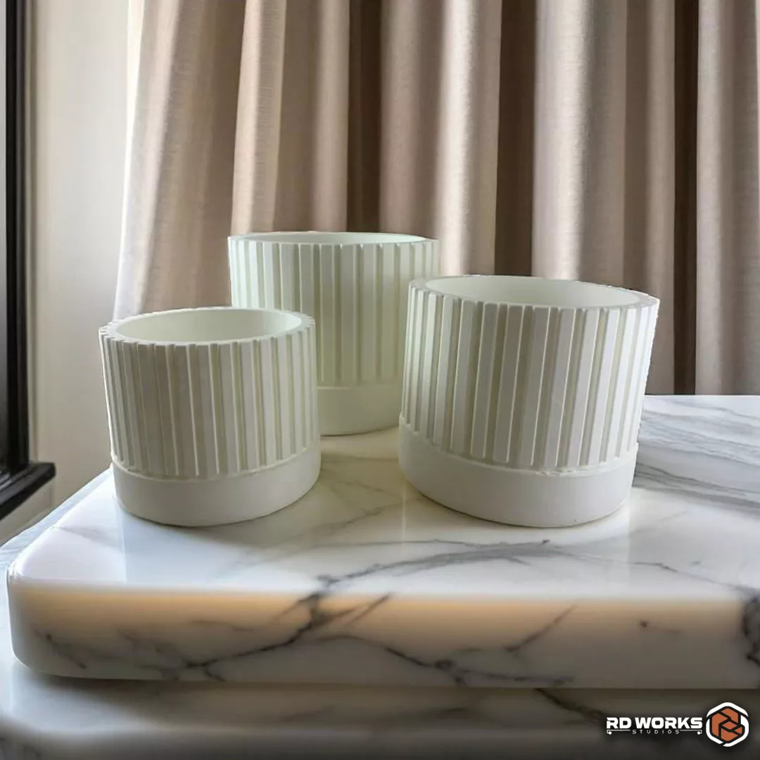 Kit Vaso Branco 3d Decoração Ambientes